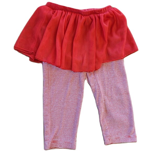 Carters Baby Girl 24M Red Tutu Leggings Christmas Striped Tulle Pants - Picture 2 of 4